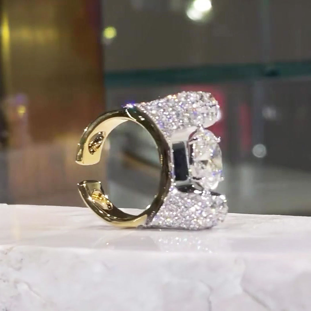 5.45ct Prong Setting Oval Cut White Sapphire Engagement Ring