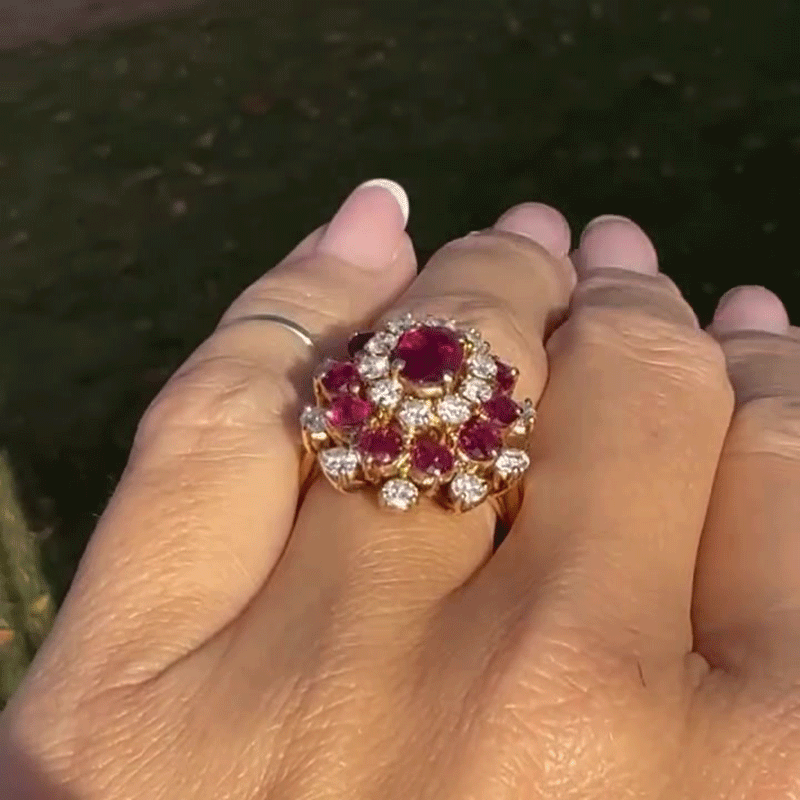 3ct Oval Cut Ruby Sapphire Halo Cocktail Ring