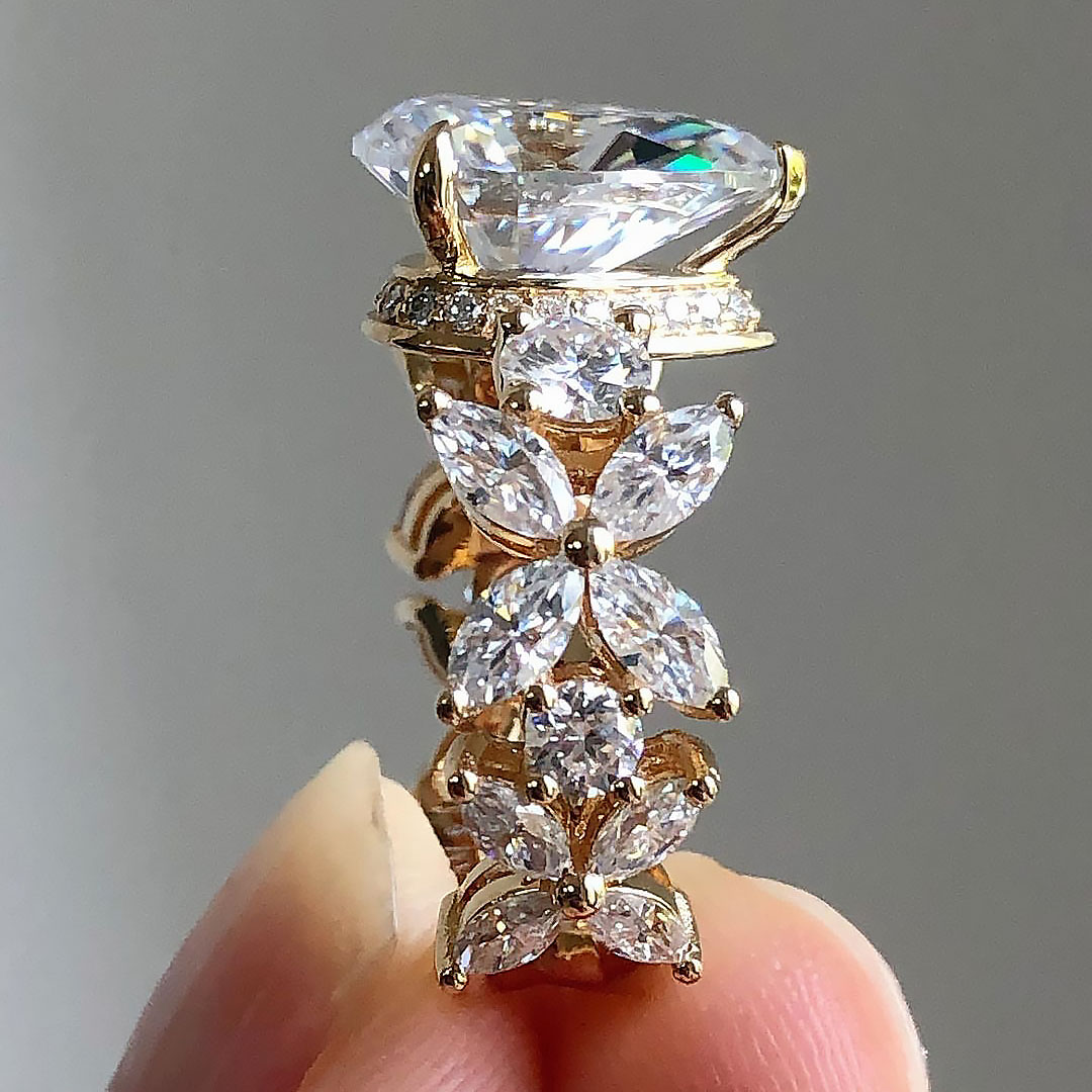 4ct Pear Cut White Sapphire Engagement Ring