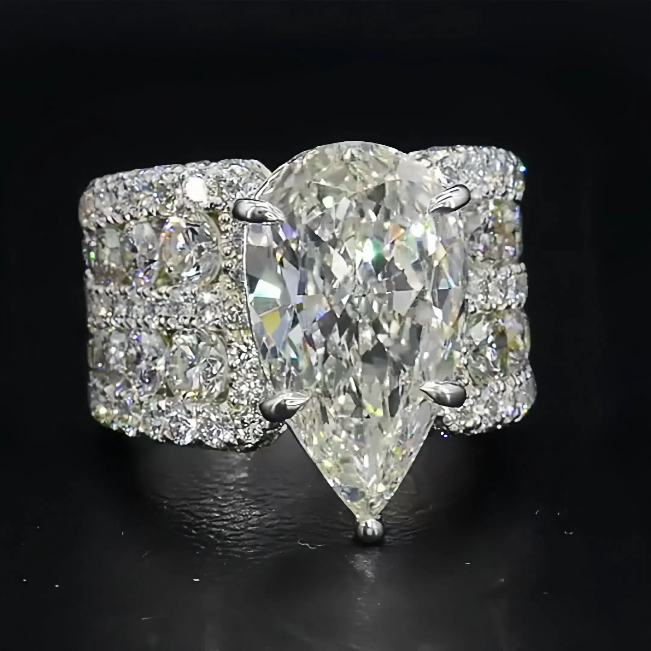 6ct Pear Cut White Sapphire Engagement Ring