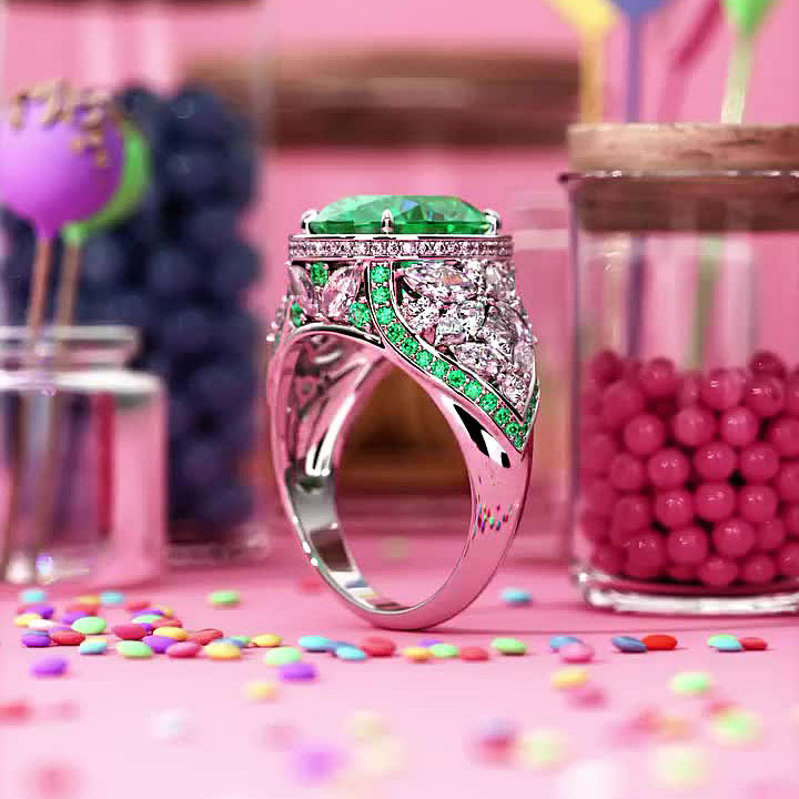 4ct Oval Cut Emerald Sapphire Engagement Ring