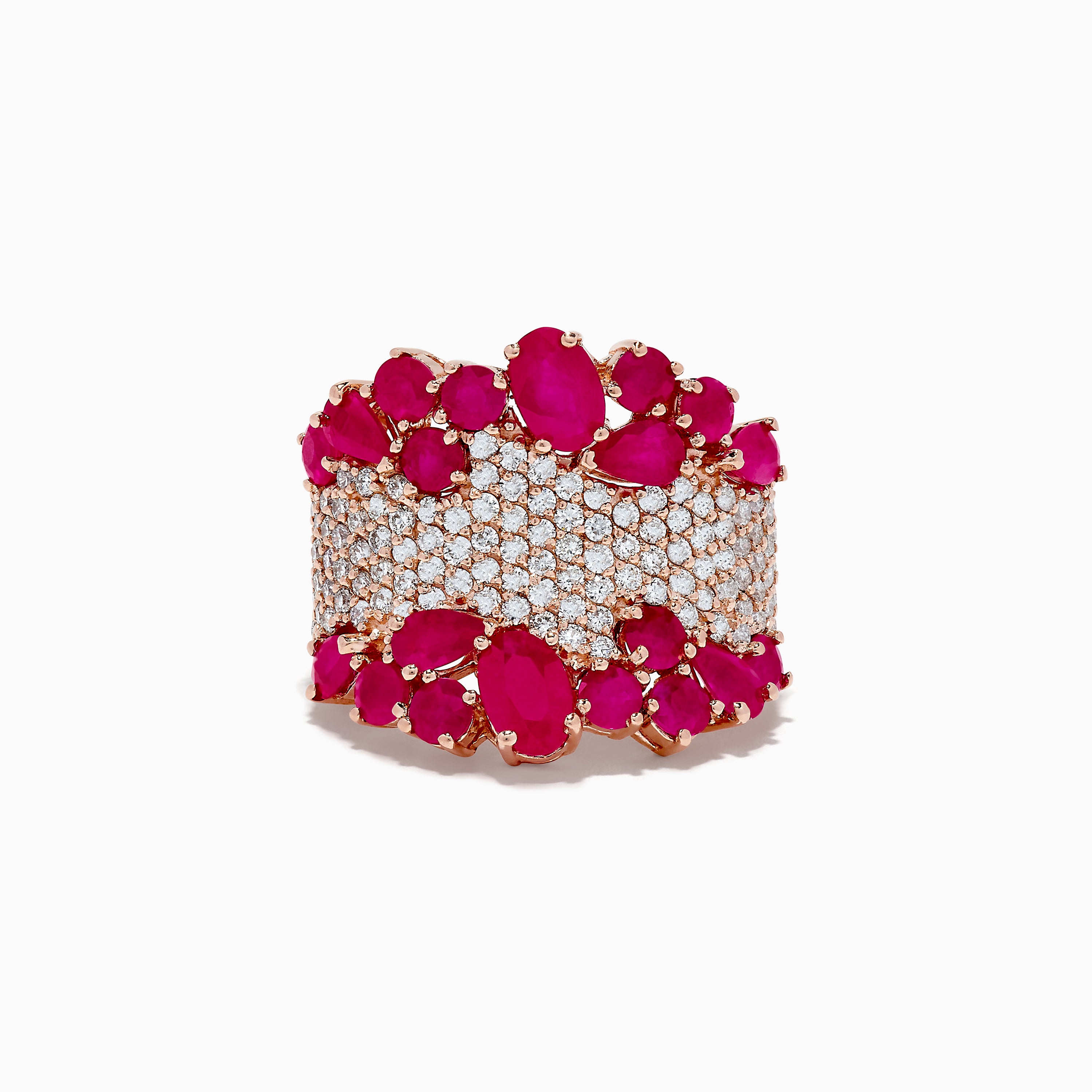 6.45ct Clustered Multi-cut Ruby&White Sapphire Cocktail Ring
