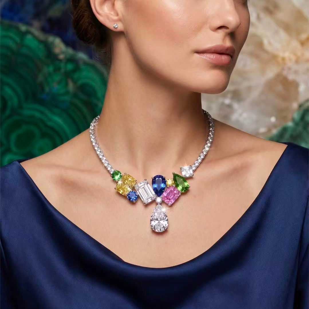 Original Design - Mixed Cut Colored Gemstones Necklace