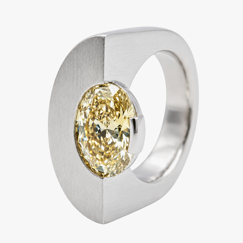 2.14ct Oval Cut Yellow / Green Sapphire Solitaire Men's Ring