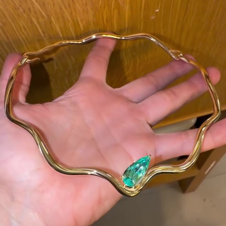 Organic Wavy Pear Cut Paraiba Open Choker Necklace