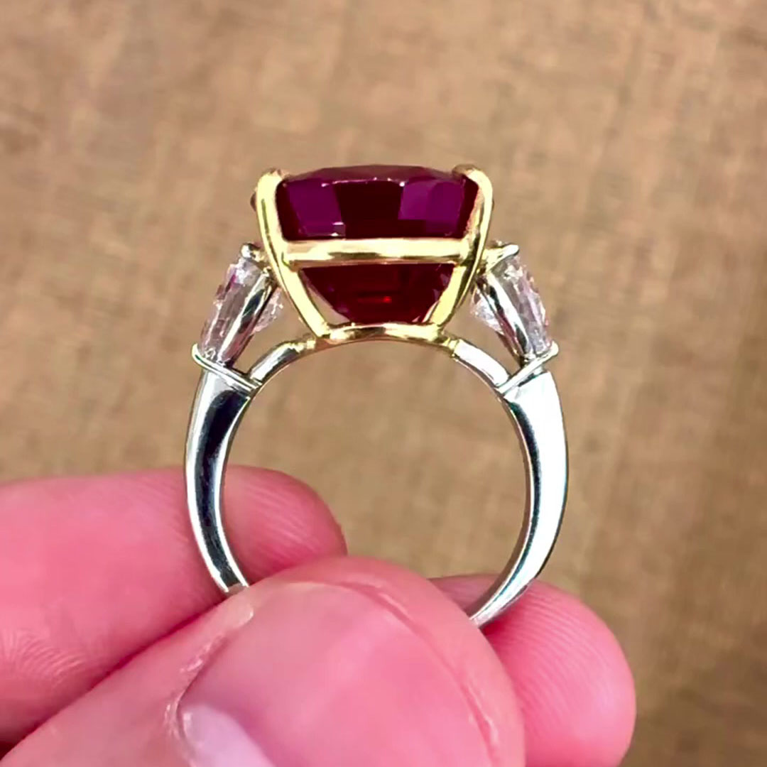 6ct Three-stone Oval Cut Ruby Sapphire Engagement Ring