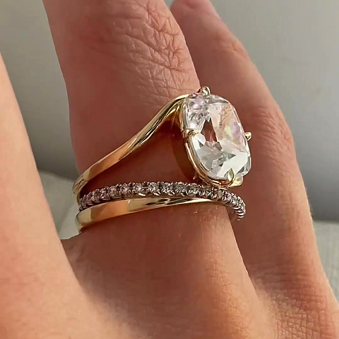 5ct Cushion Cut White Sapphire Wedding Set