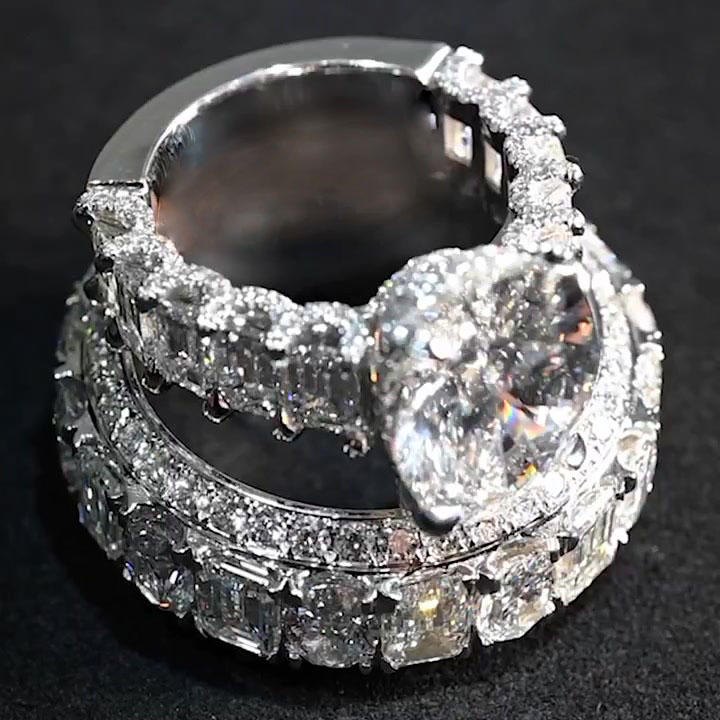 3.5ct Oval Cut White Sapphire Wedding Set