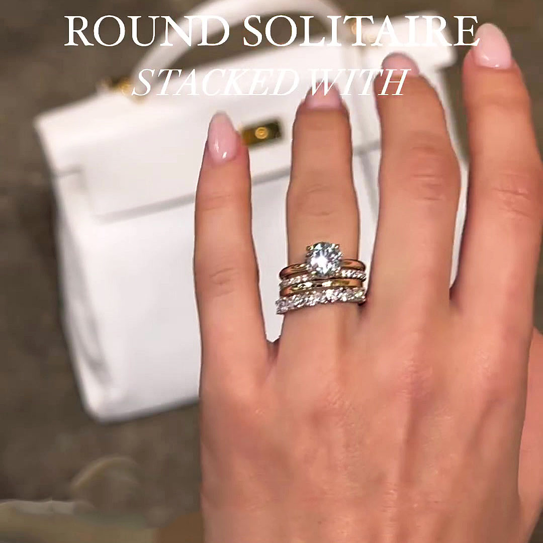 1.5ct Round Cut White Sapphire Wedding Set / 4pcs