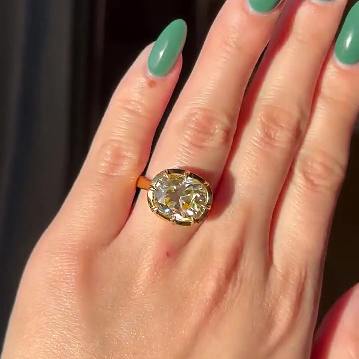 6ct Cushion Cut Yellow Sapphire Engagement Ring