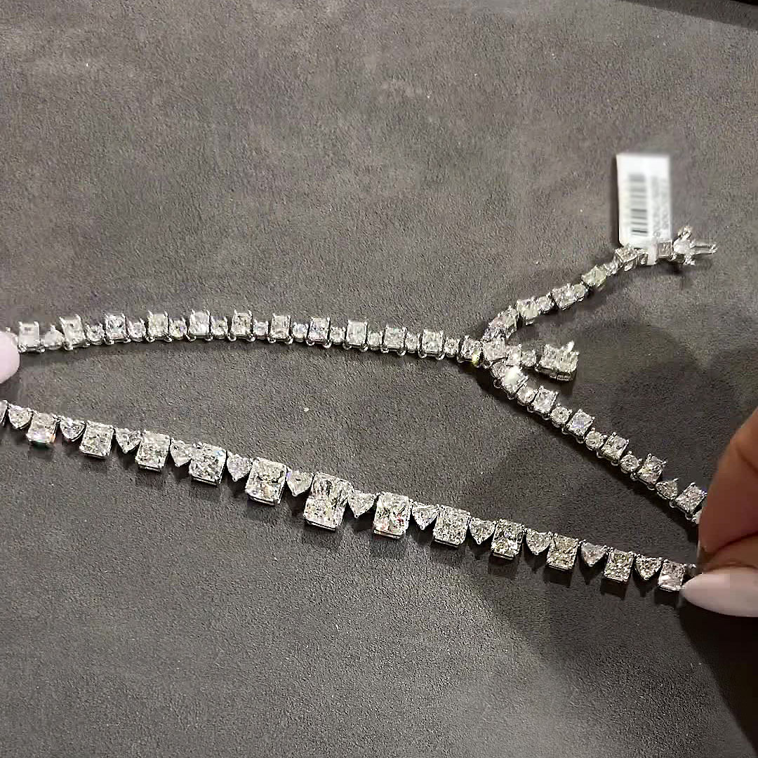 Radiant&Heart Cut White Sapphire Necklace