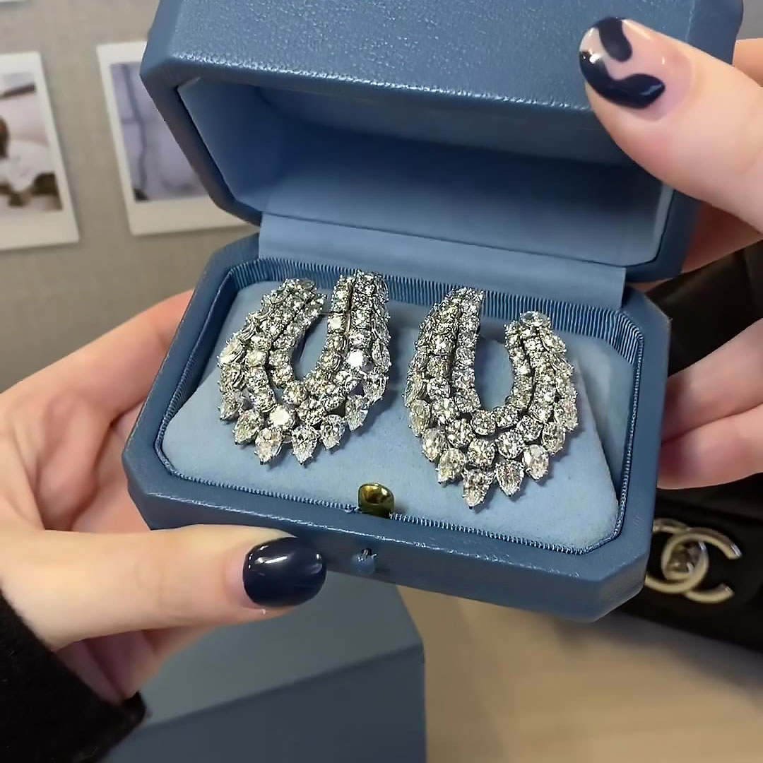 Irregular Cut White Sapphire Earrings