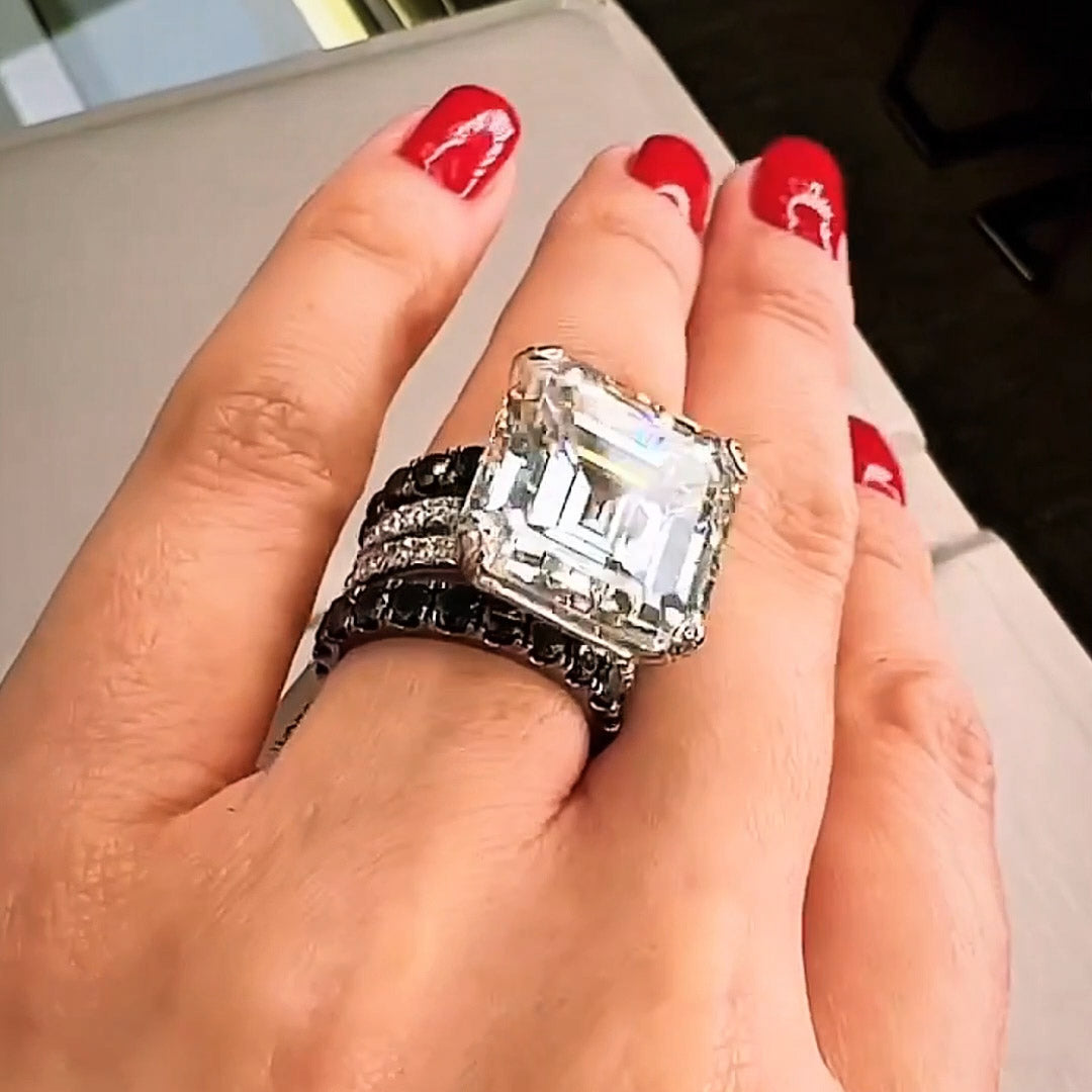 15ct Asscher Cut White Sapphire Wedding Set/3pcs