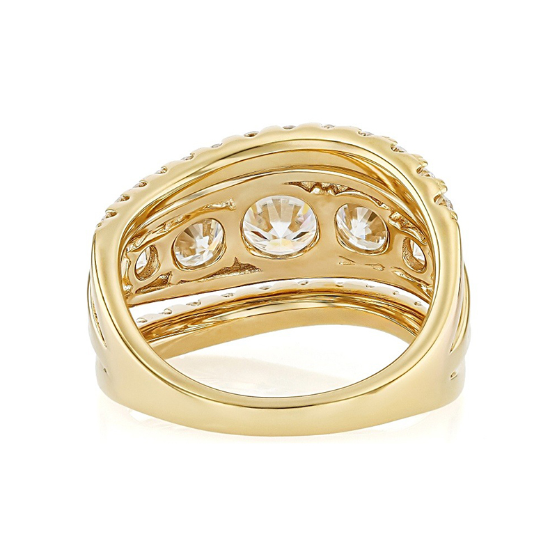 Swirl Pave White Sapphire Round Cut Wedding Band