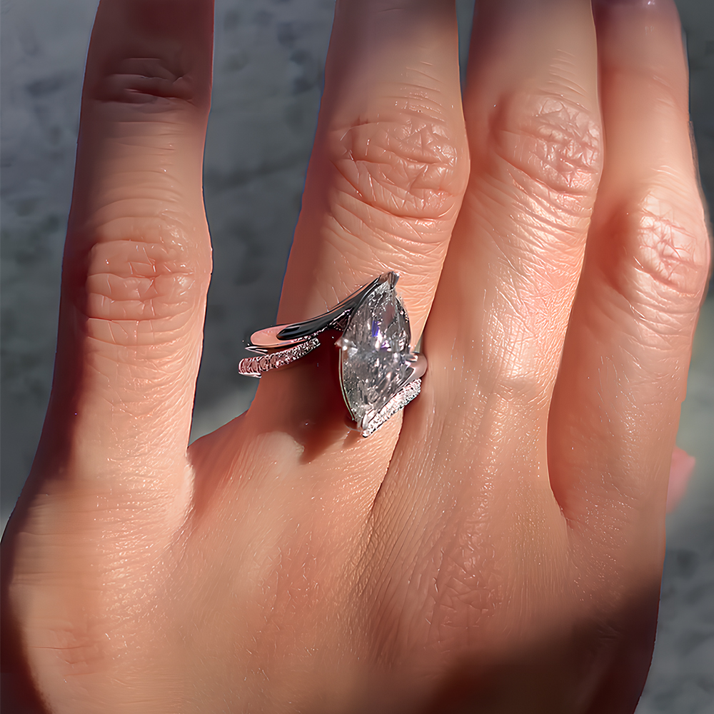 2ct Marquise Cut White Sapphire Stackable Engagement Ring