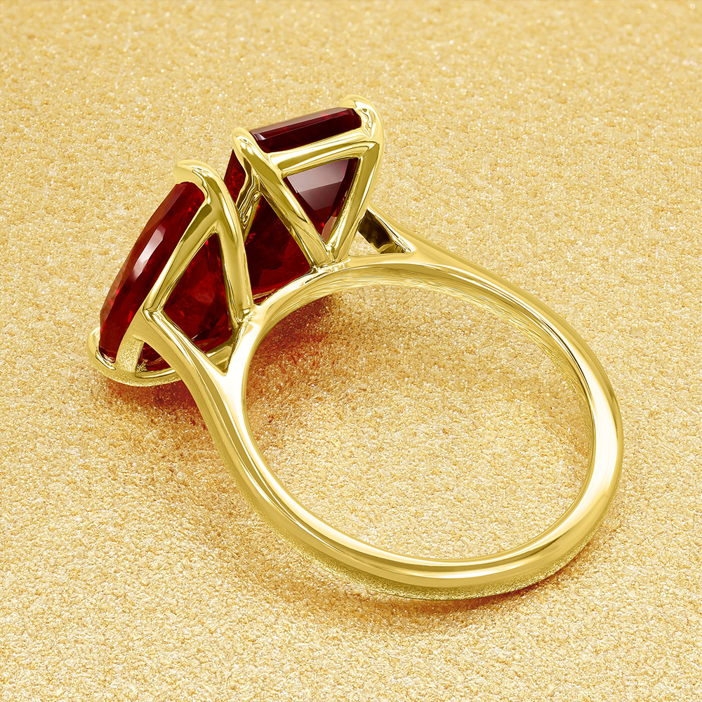 Toi et Moi 3ct Emerald&Pear Cut Ruby Sapphire Engagement Ring