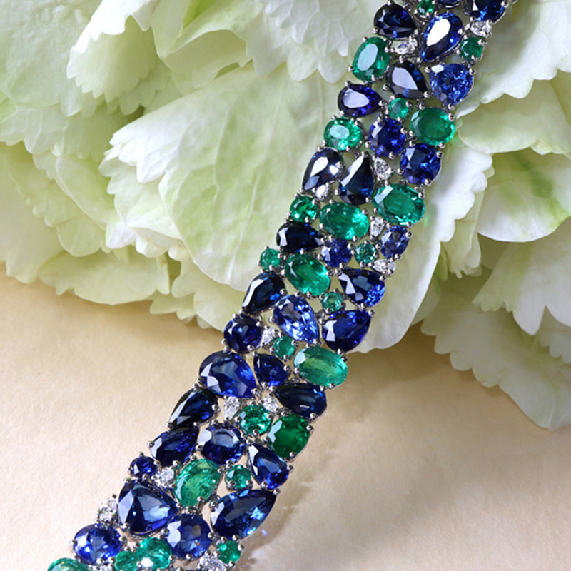 Two Tone Sapphire&Emerald Bracelet