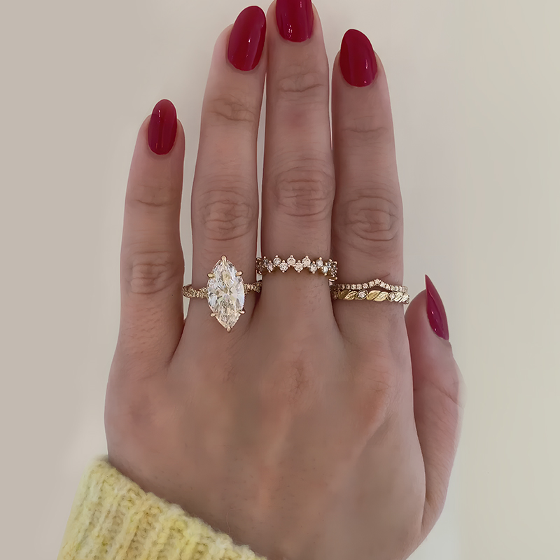 Under Halo 4ct Marquise Cut White Sapphire Engagement Ring