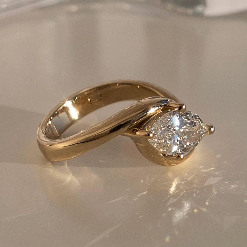 Bypass Design 2ct Marquise Cut White Sapphire Engagement Ring