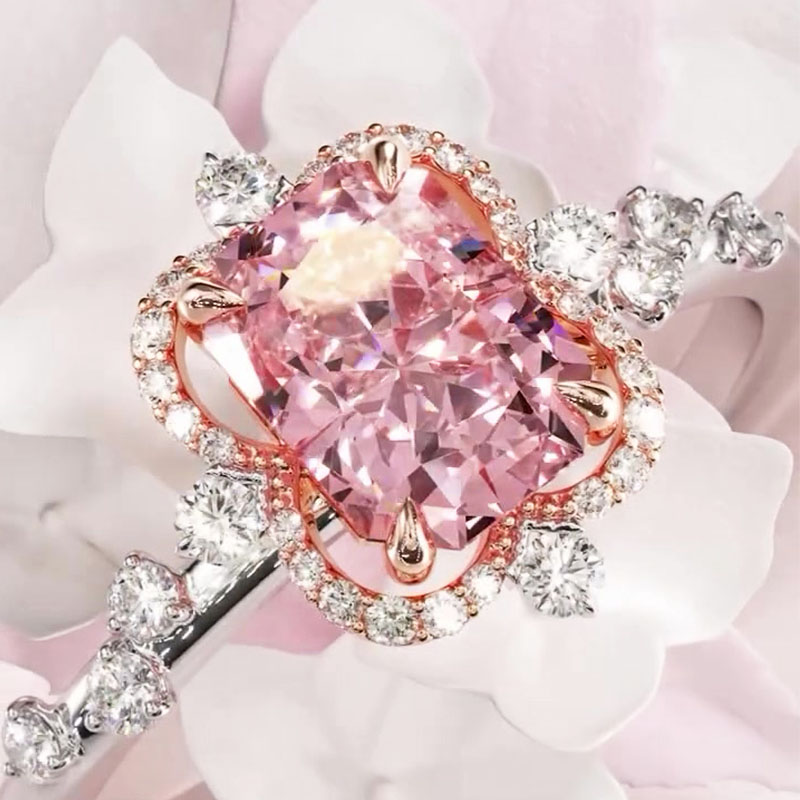 Halo 6ct Radiant Cut Pink Sapphire Engagement Ring