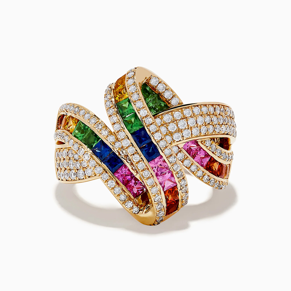 Ribbon design Princess Cut Chroma Sapphire Ring