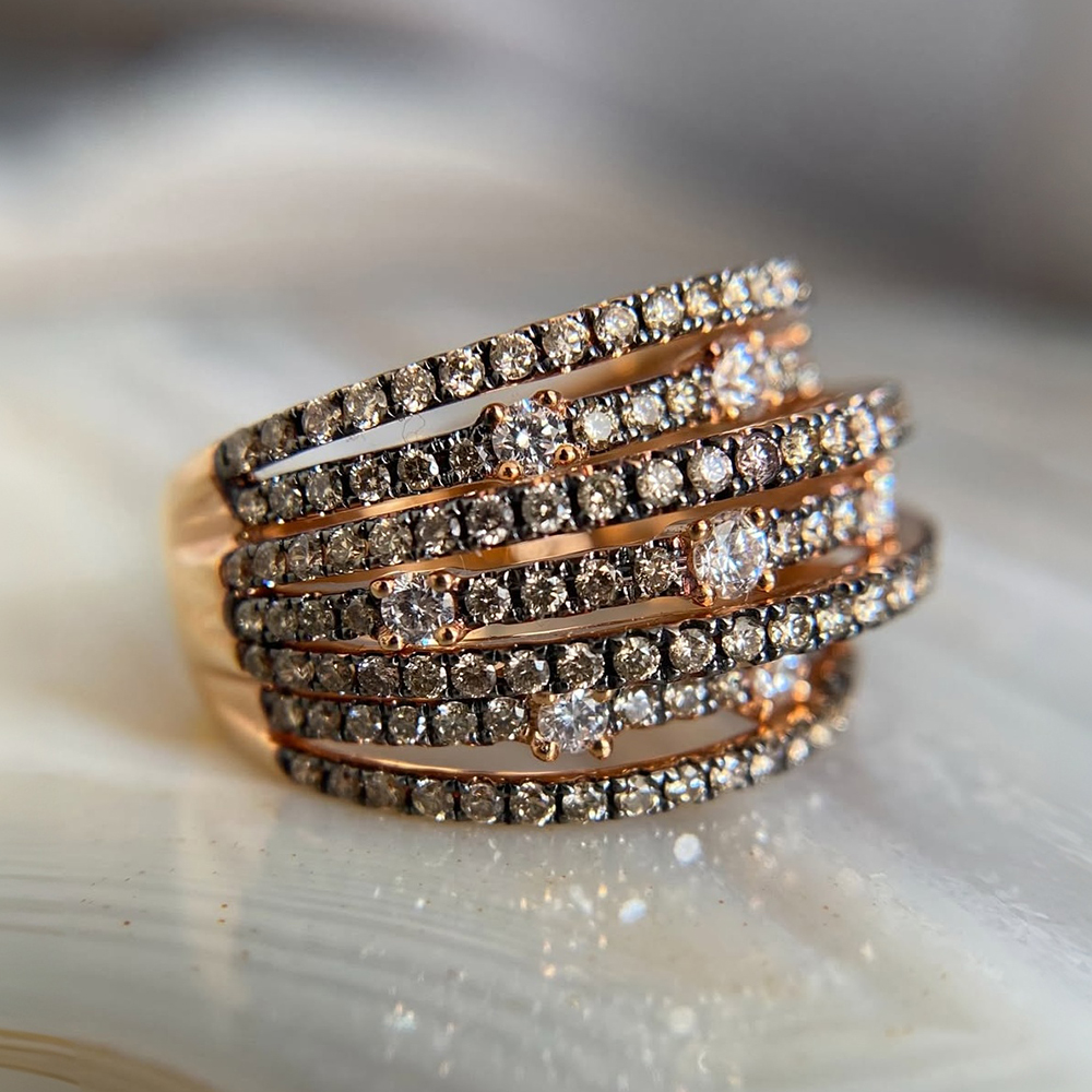 Round Cut White Sapphire Woven Wedding Band