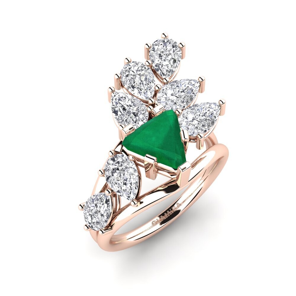 1.2ct Triangular Cut Emerald Rose Gold Engagement Ring