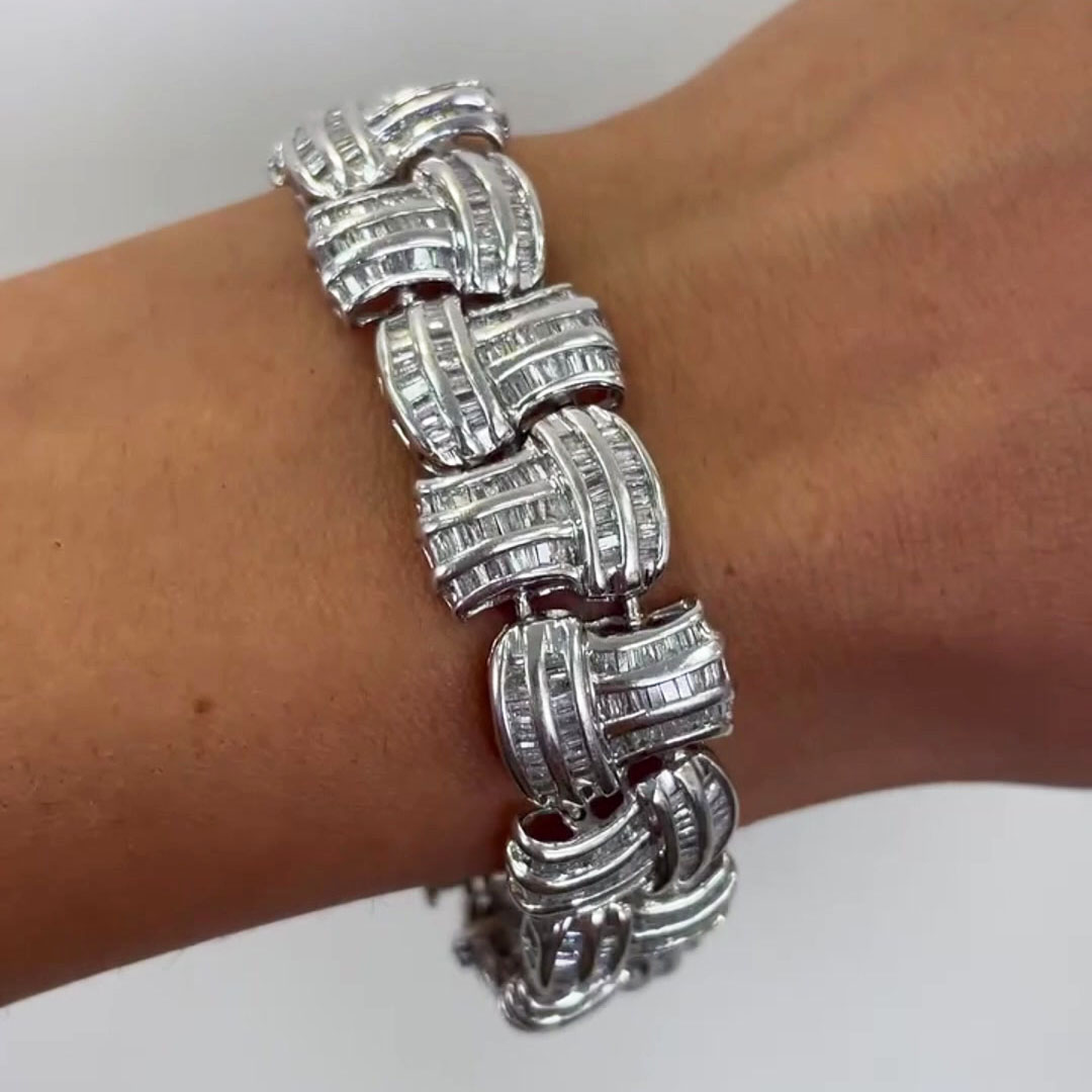 Stunning Tapered Baguette Cut Diamond Bracelet