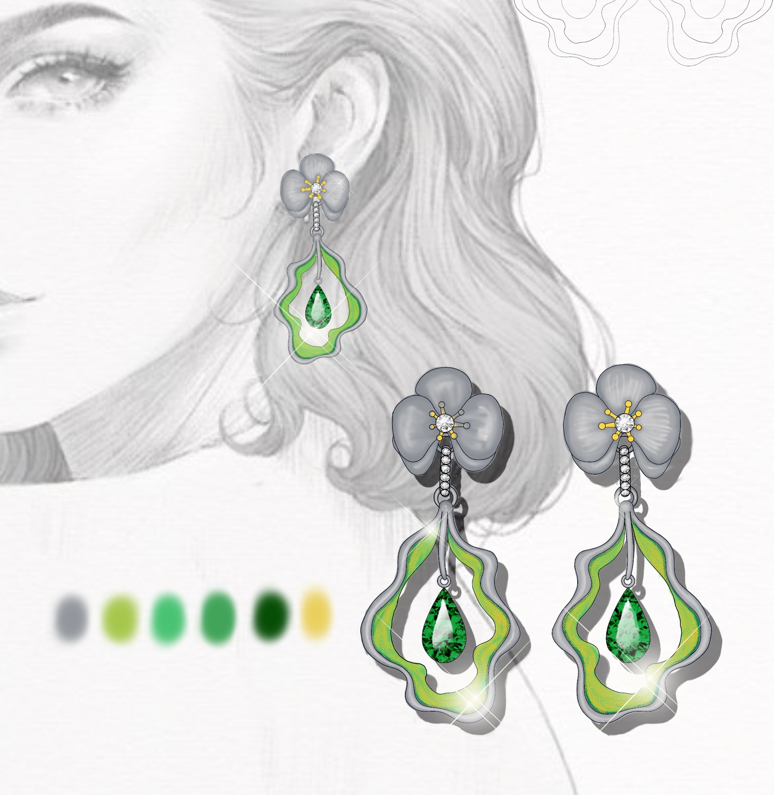 2ctw Pear Cut Emerald Earrings