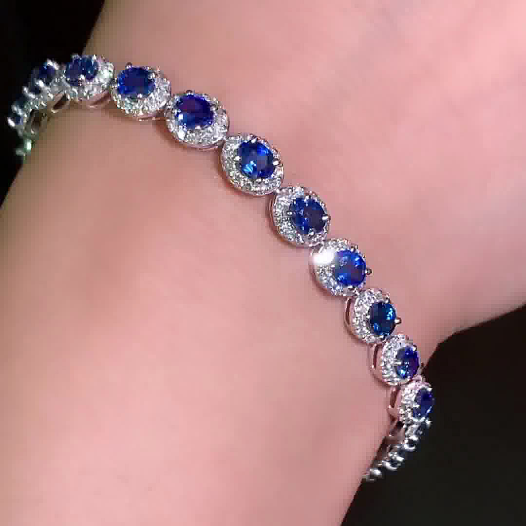 Oval Cut Blue Sapphire Bracelet