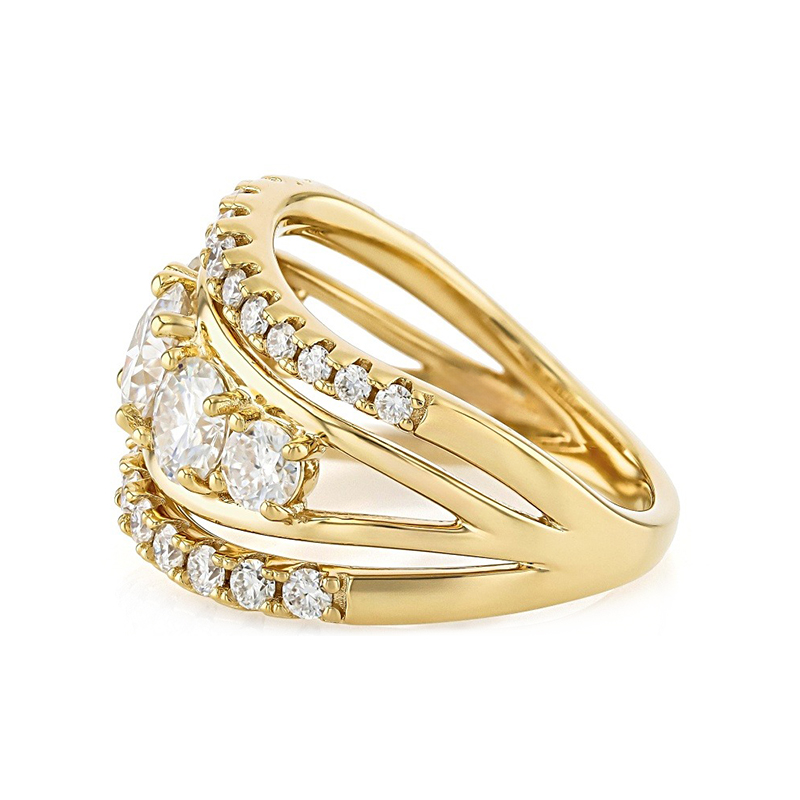 Swirl Pave White Sapphire Round Cut Wedding Band