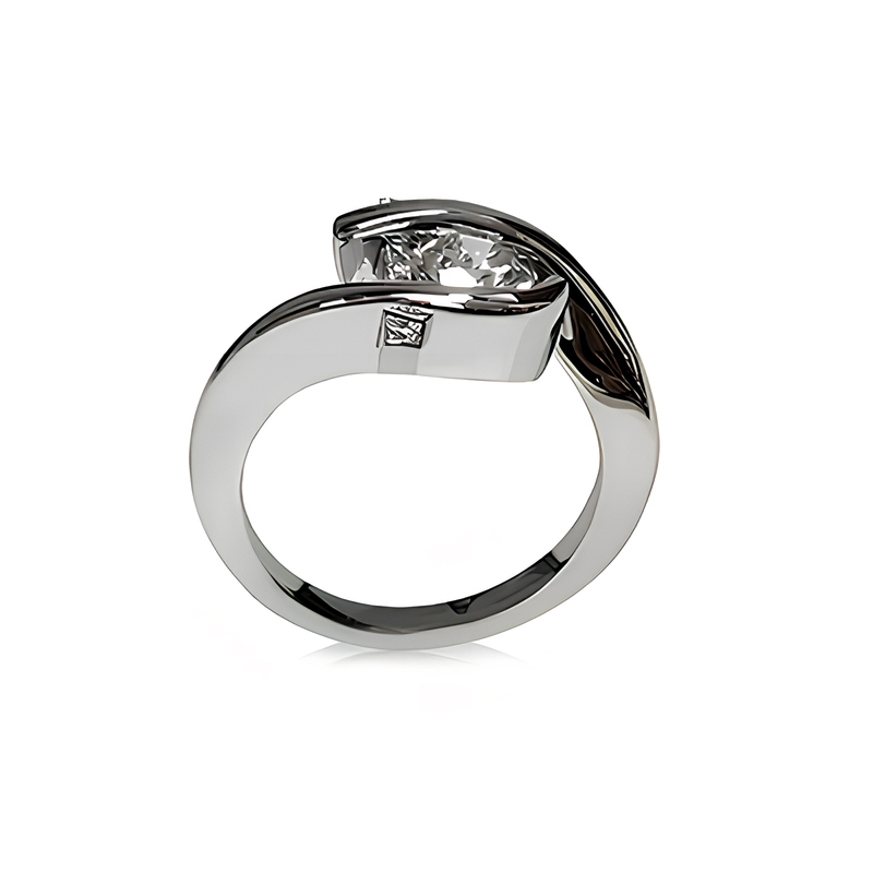 D-Shank 3ct Round Cut White Sapphire Engagement Ring