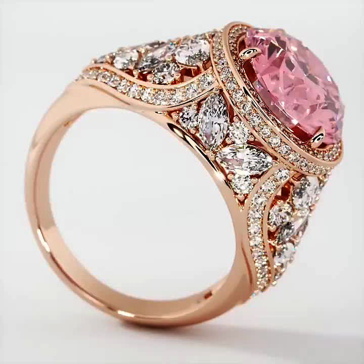 4ct Oval Cut Pink Sapphire Engagement Ring