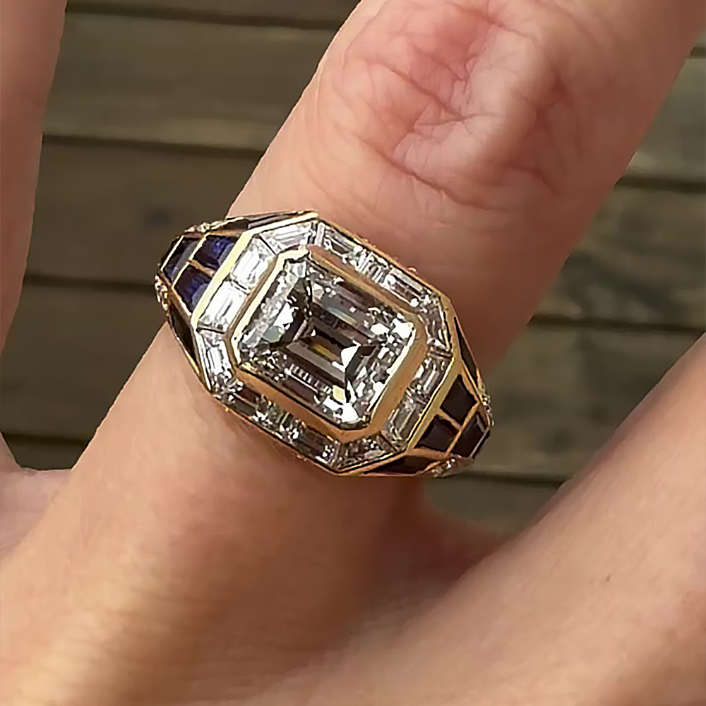 Emerald Cut White Sapphire Engagement Ring