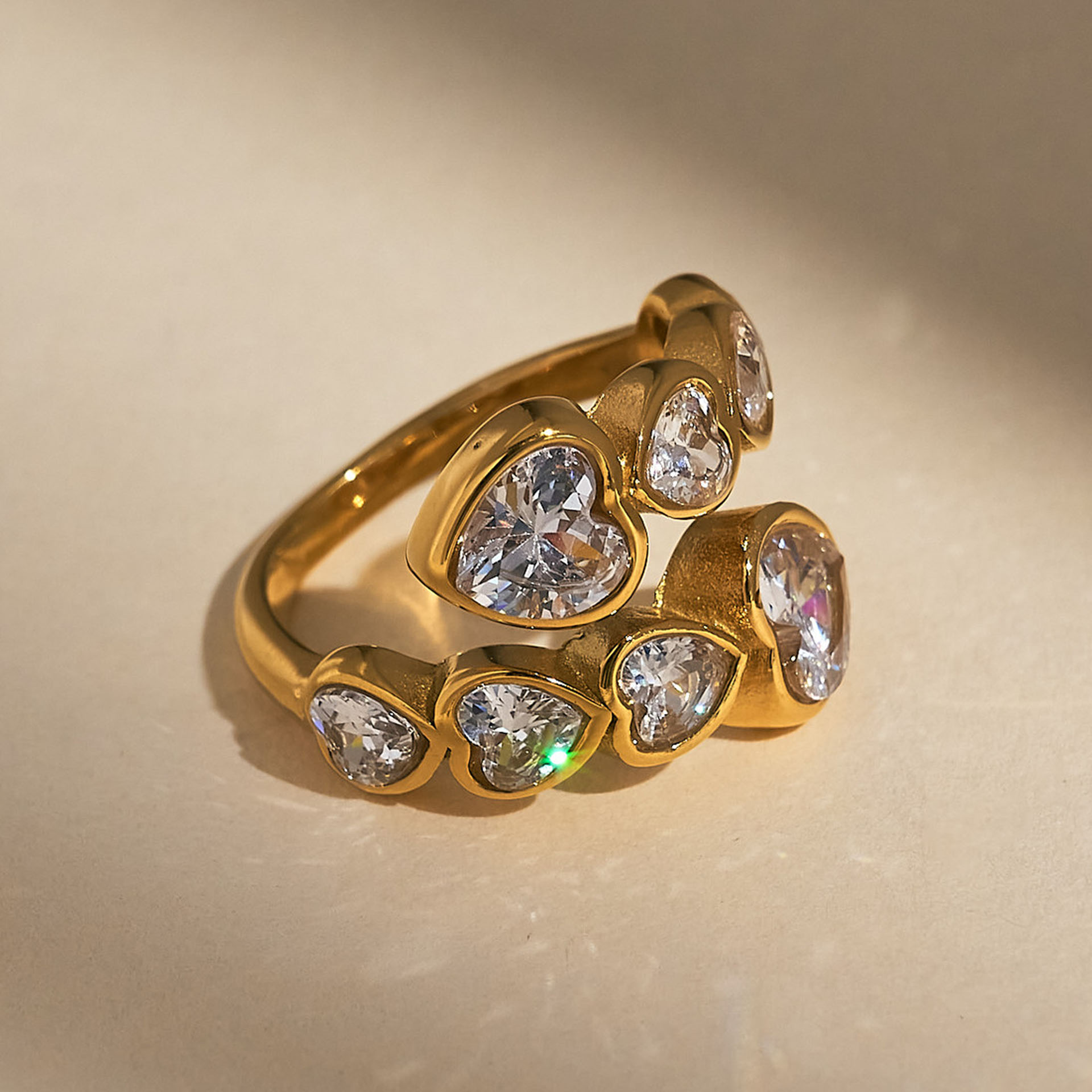 2.5ct Bezel Setting Heart Cut Multi-color Wedding Band