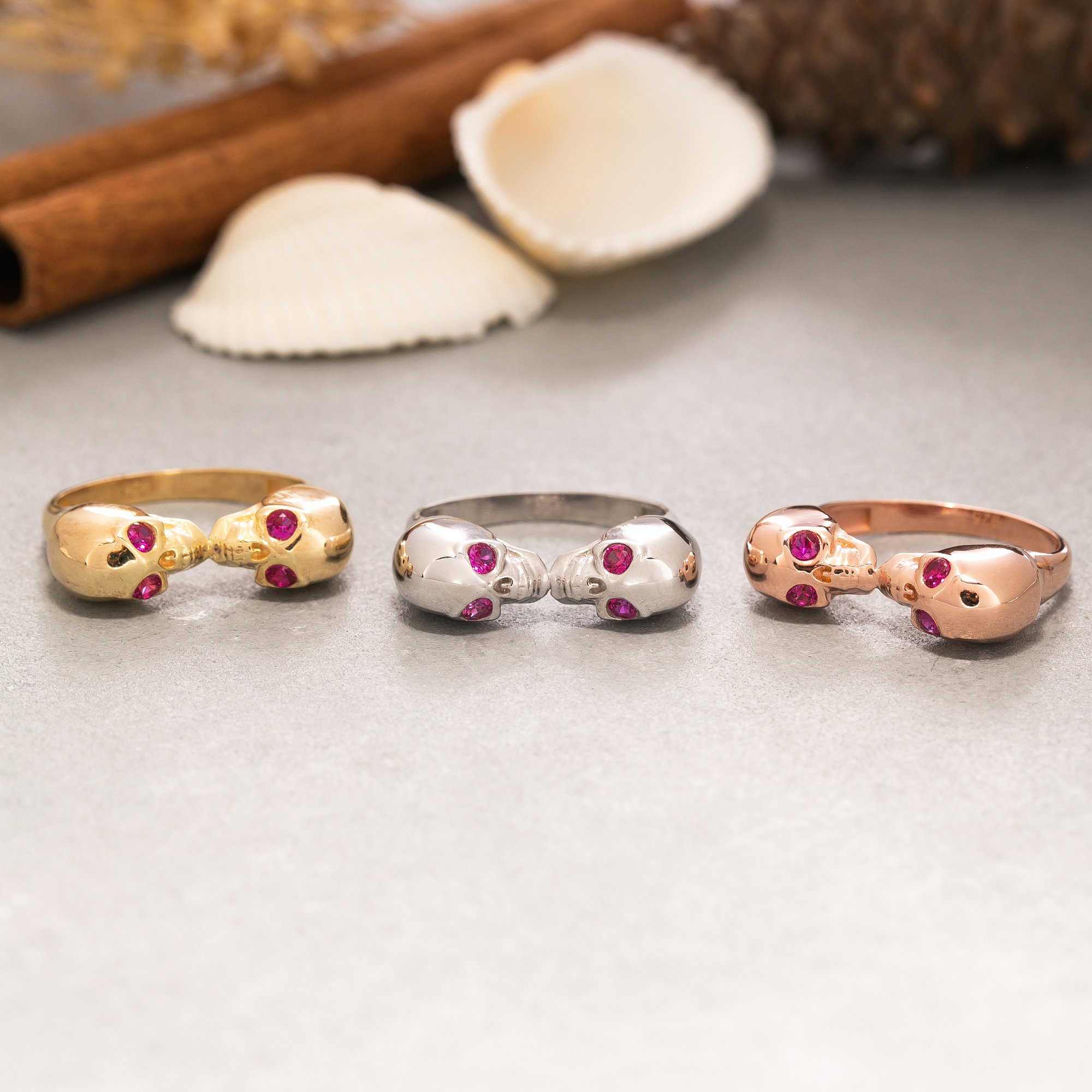 1ct Special design Round Cut Ruby Skull Ring