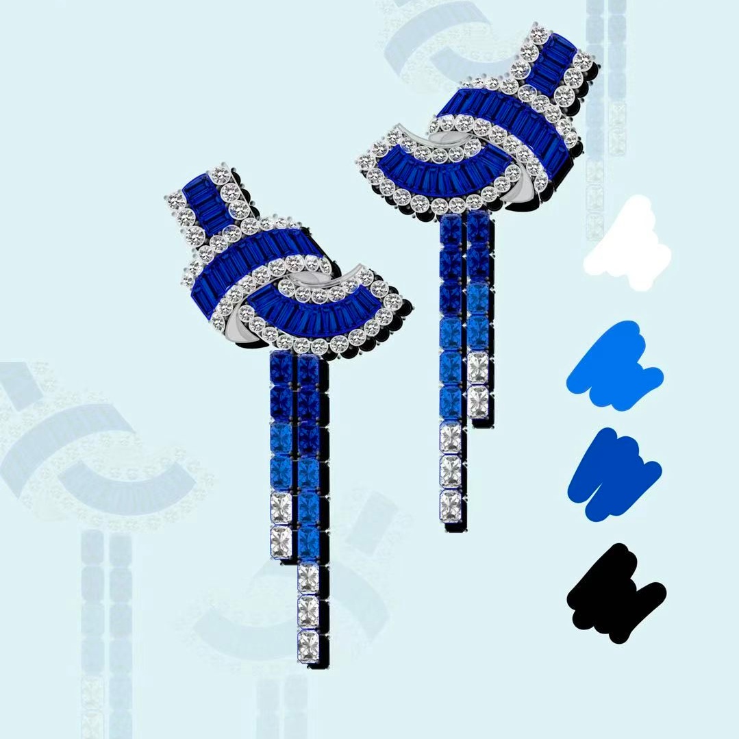 Original Design - Fashion Radiant Cut Blue Sapphire Dangle Earrings-1 Pair