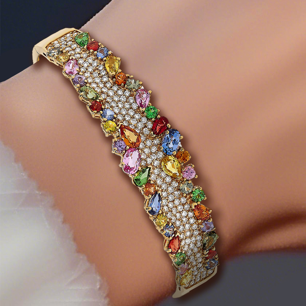 2.7ct pearl cut  Multi Sapphire Fashion  Bracelet