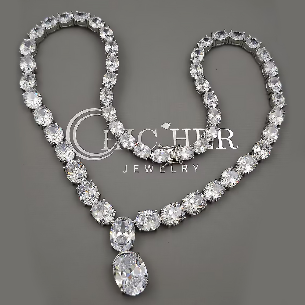 Stunning White Sapphire Pendant Necklace