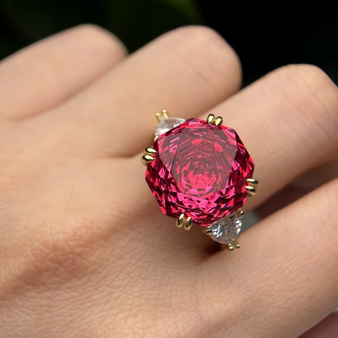 5ct Rose Cut Multi Color Sapphire Three-Stone Engagement Ring (5 Color Options)
