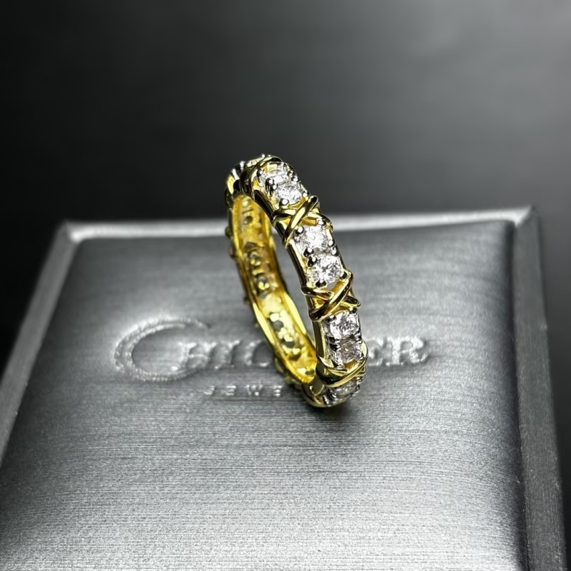 Luxury 16-stone Diamond Ring In Gold Plating