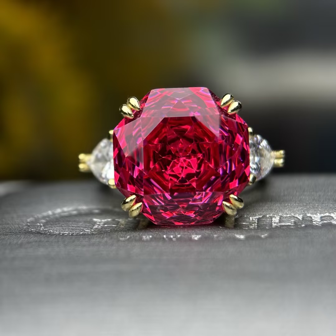 5ct Rose Cut Multi Color Sapphire Three-Stone Engagement Ring (5 Color Options)