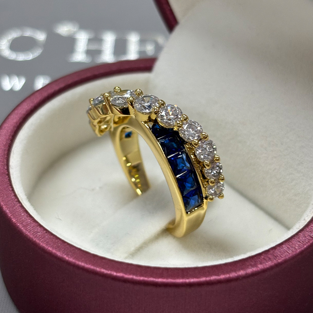 2.45ct Two-Tone Sapphire&Diamond Bypass Ring