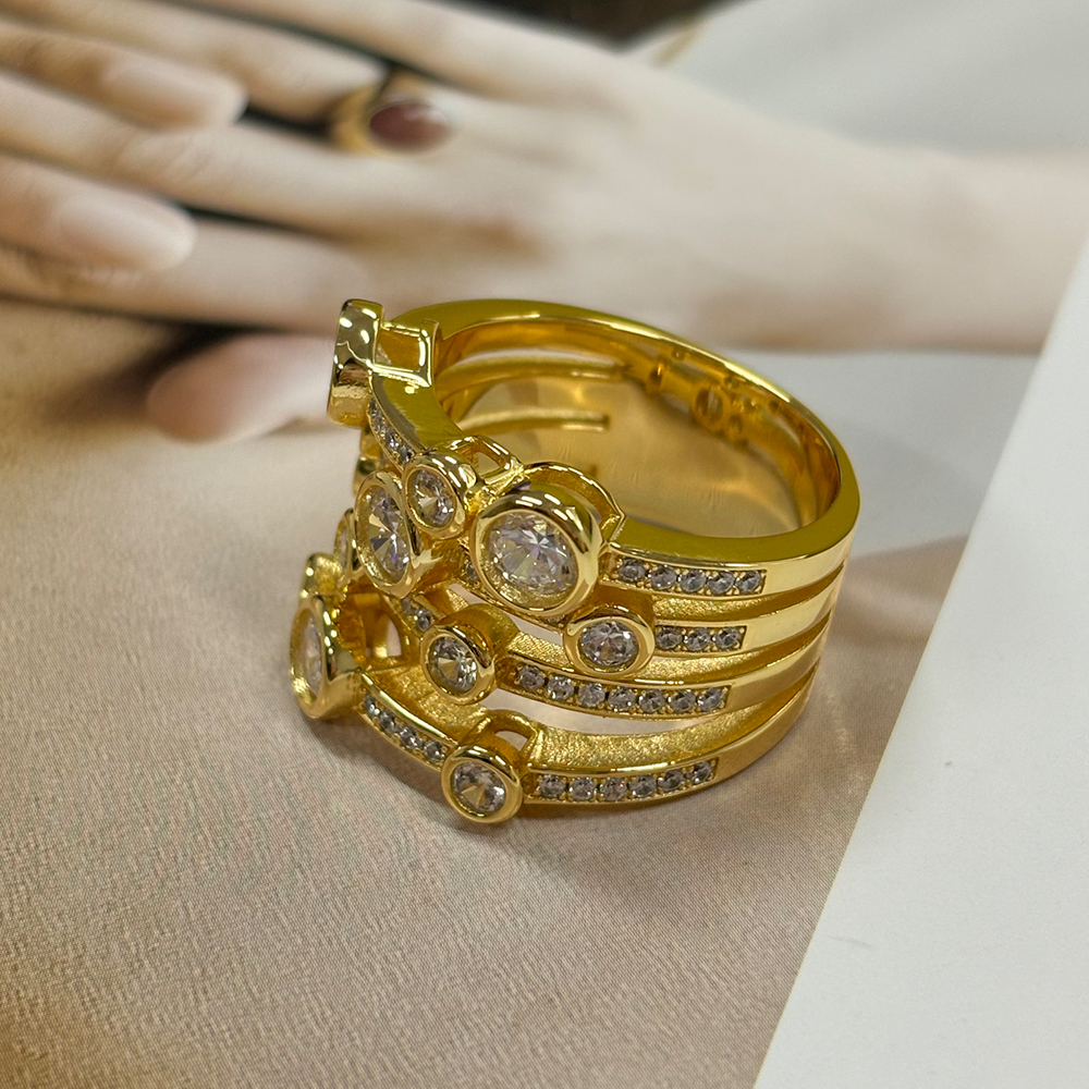 Multi Row 6.25ct Round Cut White Sapphire Wedding Band