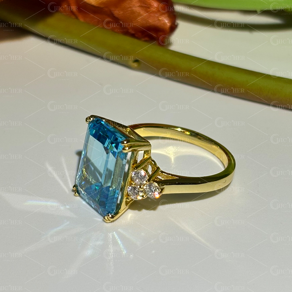 7ct Princess Diana Aquamarine Ring Meghan Markle Cocktail Ring