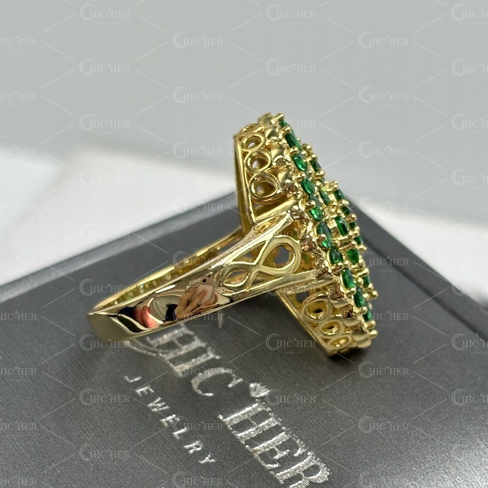 7.25ct Pear Cut Green Sapphire Ring