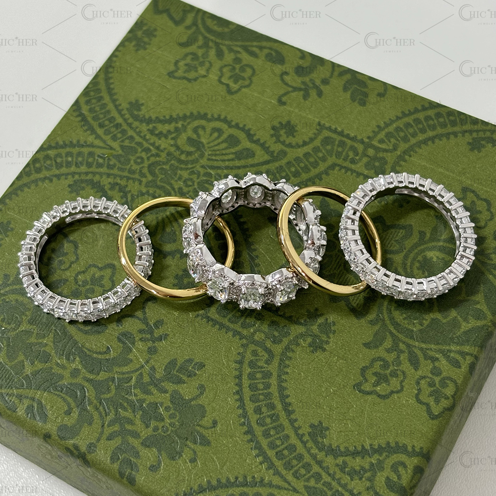 8.75ct Cushion Cut White Sapphire Stacking Ring Set/ 5pcs