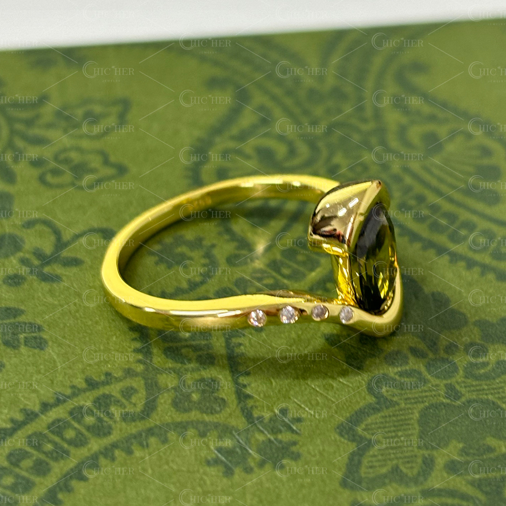 Bypass Design 4ct Oval Cut Tourmaline Green Sapphire Engagement Ring