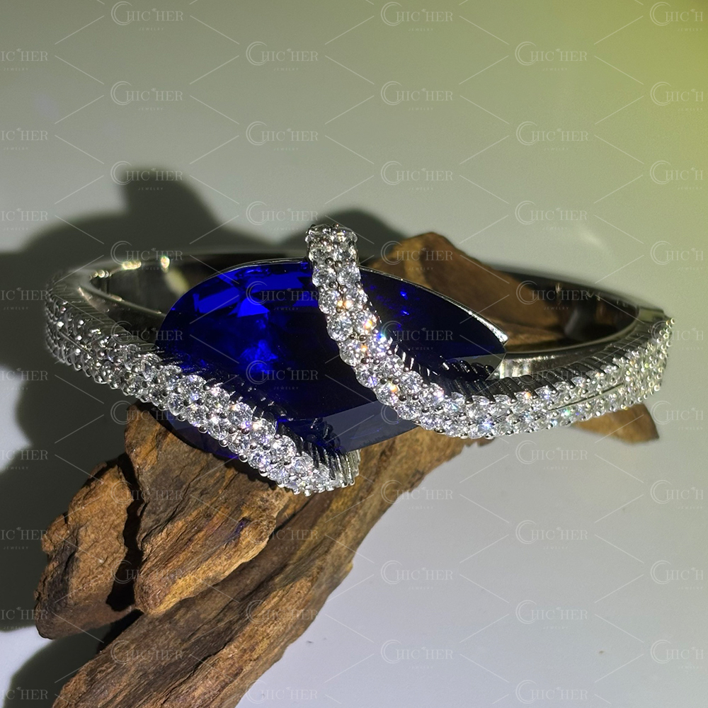 Two Tone Sapphire&Diamond Twist Bracelet