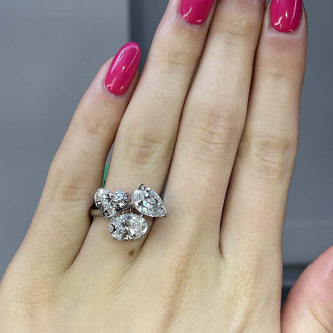 6.75ct Three-Stone Multi-cut White Sapphire Engagement Ring